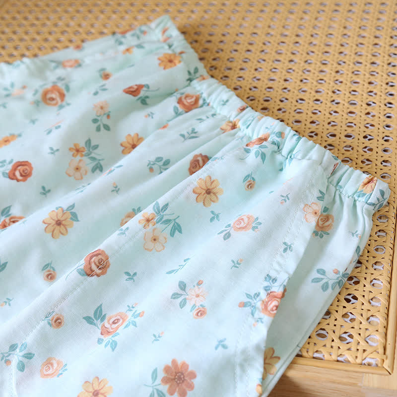 Rustic Floral Cotton Double Gauze Pajama Set