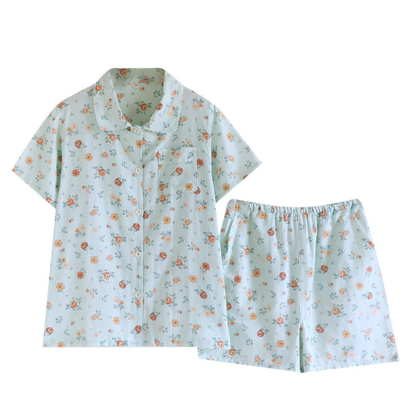Rustic Floral Cotton Double Gauze Pajama Set