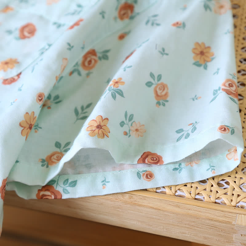 Rustic Floral Cotton Double Gauze Pajama Set