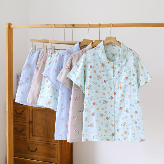 Rustic Floral Cotton Double Gauze Pajama Set