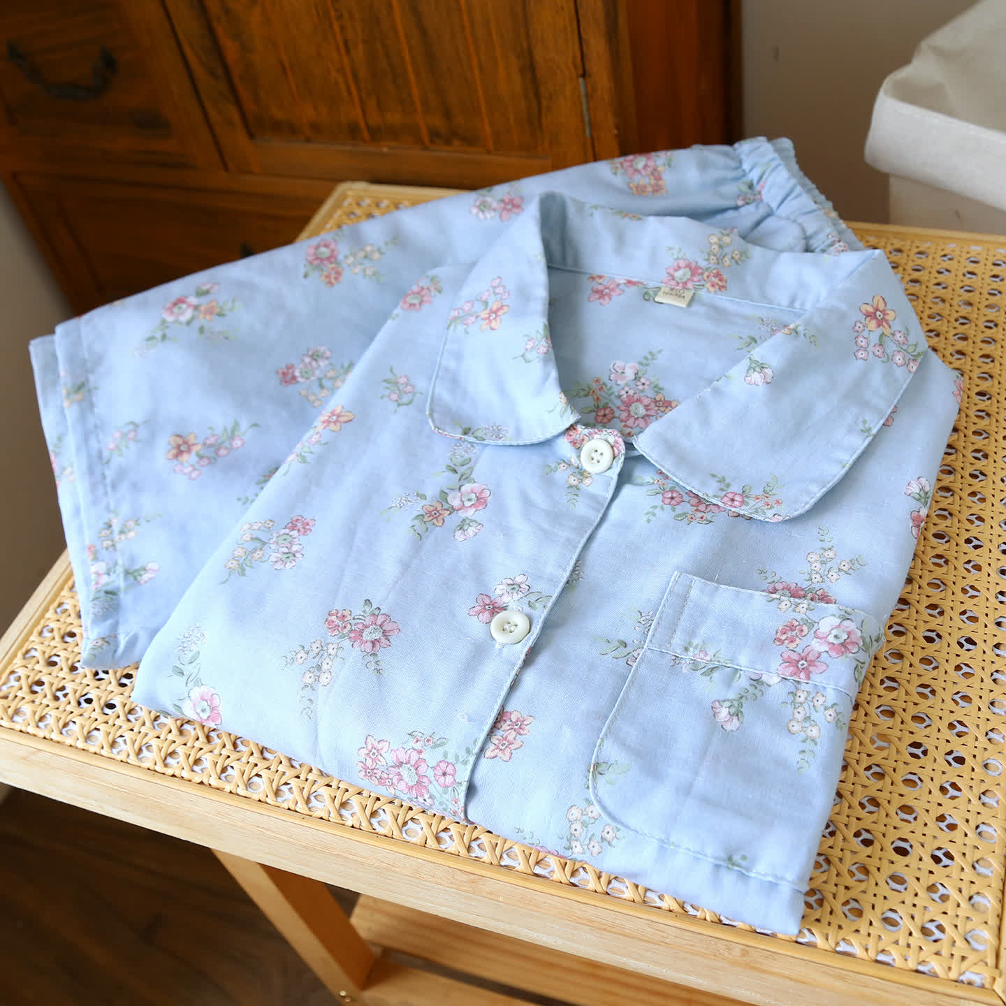 Rustic Floral Cotton Double Gauze Pajama Set