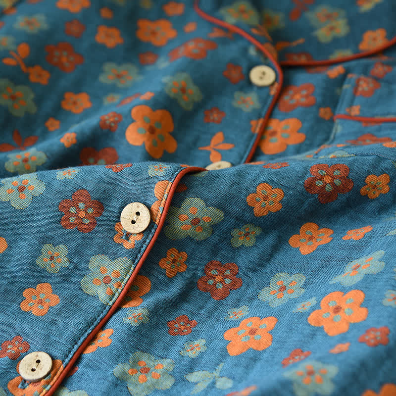 Floral Cotton Gauze Short-Sleeve Pajama Set