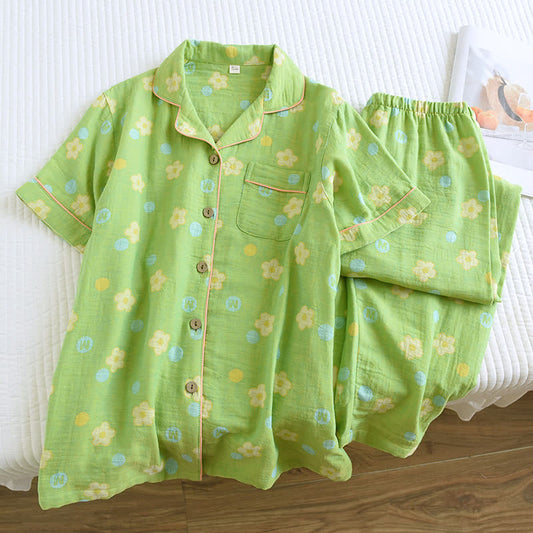 Rustic Cotton Yarn-dyed Jacquard Lapel Pajama