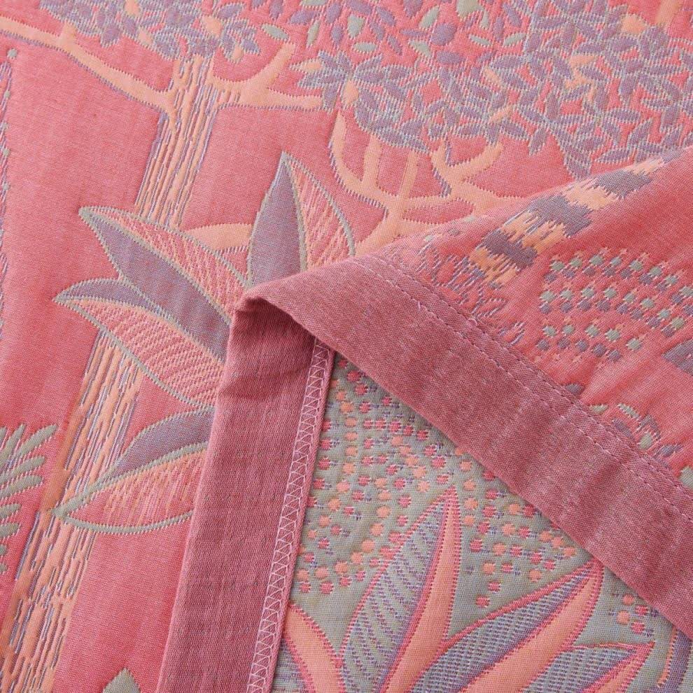 Pink Tropical Style Cotton Yarn-dyed Quilt