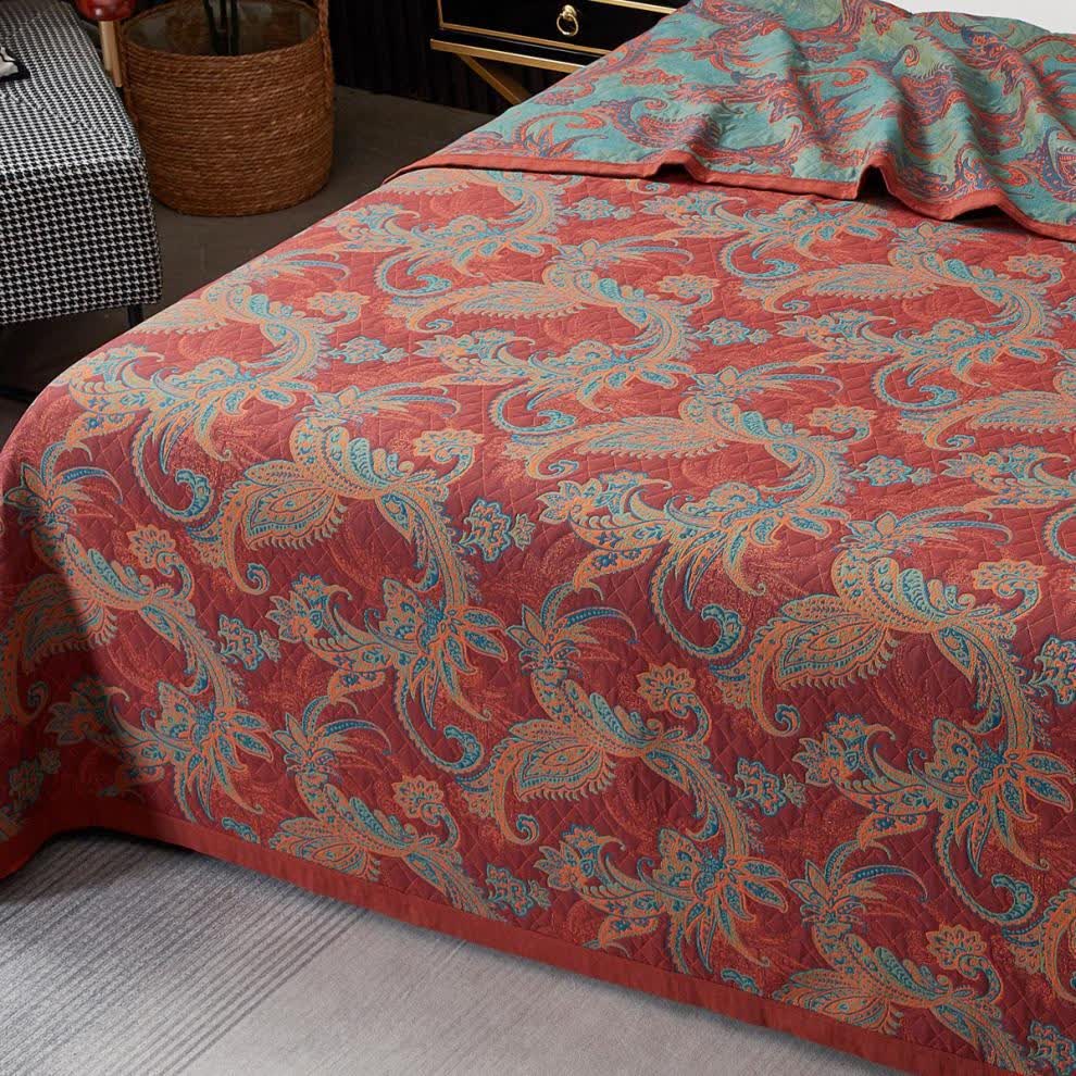 Vintage Paisley Pattern Cotton Yarn-dyed Quilt