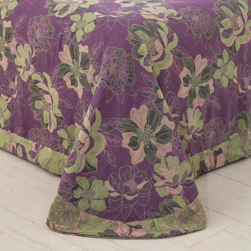 Floral Cotton Gauze Jacquard Reversible Bedding Set(4pcs)