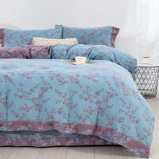 Wintersweet Cotton Gauze Jacquard Bedding Set(4pcs)