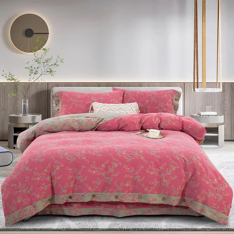 Wintersweet Cotton Gauze Jacquard Bedding Set(4pcs)