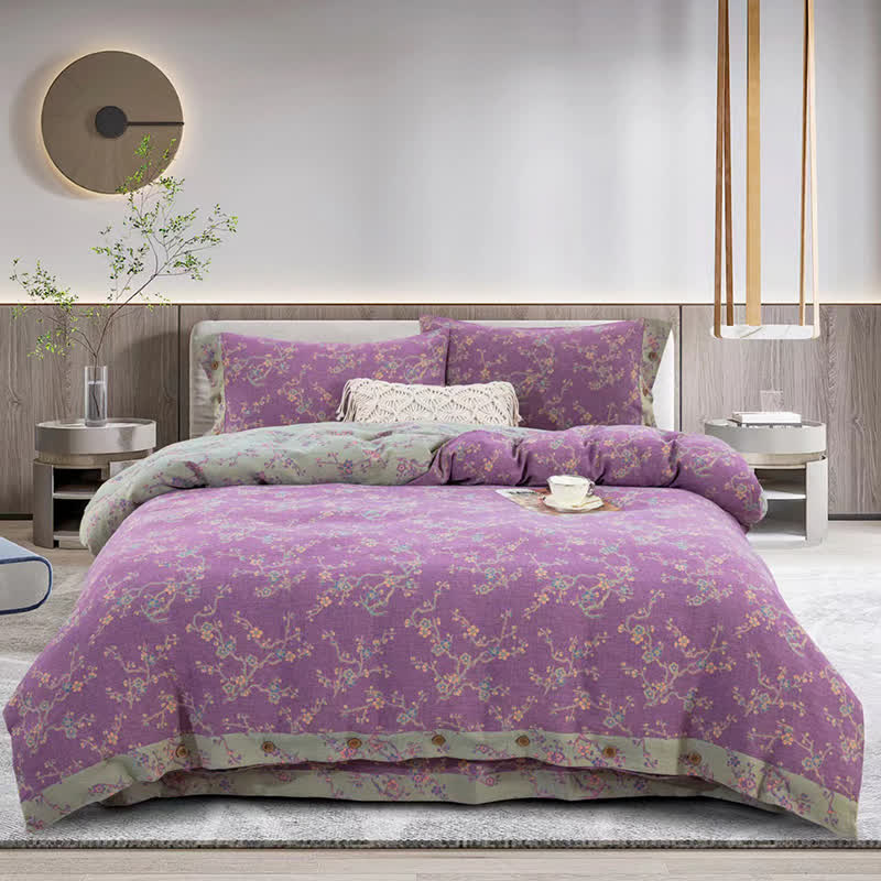 Wintersweet Cotton Gauze Jacquard Bedding Set(4pcs)