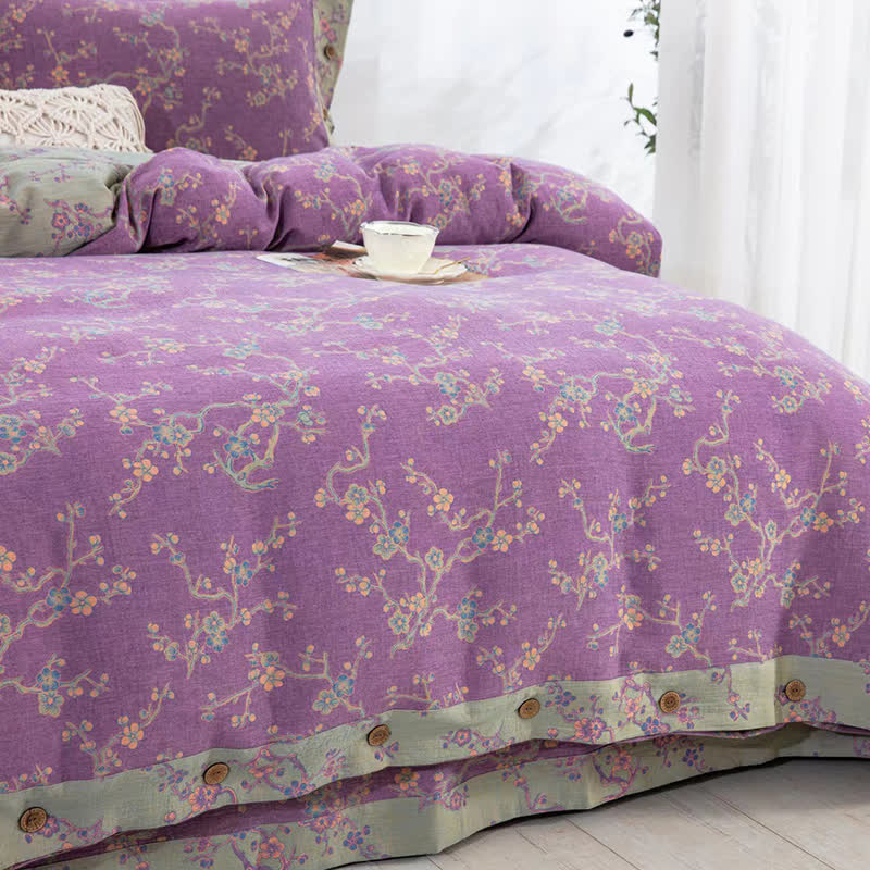 Wintersweet Cotton Gauze Jacquard Bedding Set(4pcs)