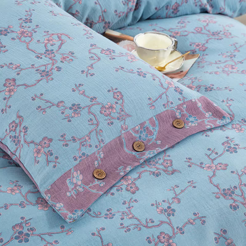 Wintersweet Cotton Gauze Jacquard Bedding Set(4pcs)