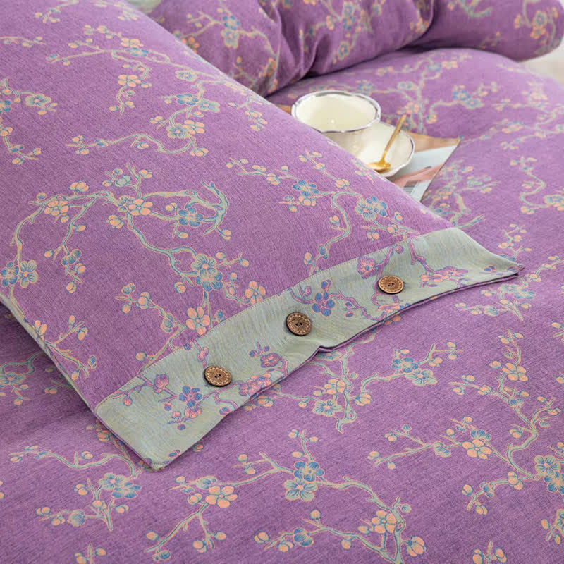Wintersweet Cotton Gauze Jacquard Bedding Set(4pcs)