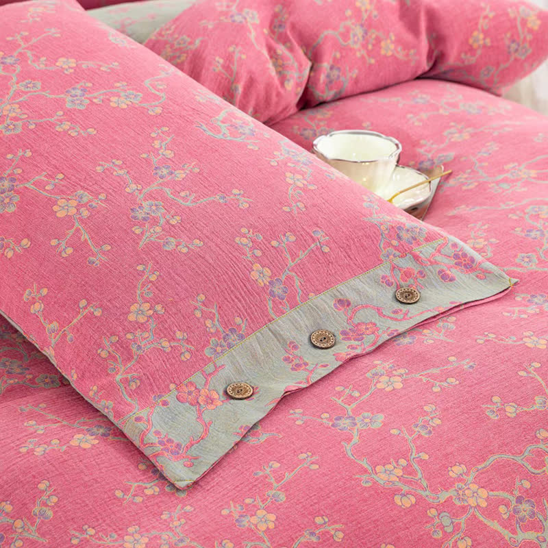 Wintersweet Cotton Gauze Jacquard Bedding Set(4pcs)