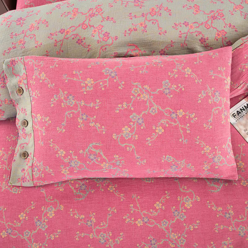 Wintersweet Cotton Gauze Jacquard Bedding Set(4pcs)