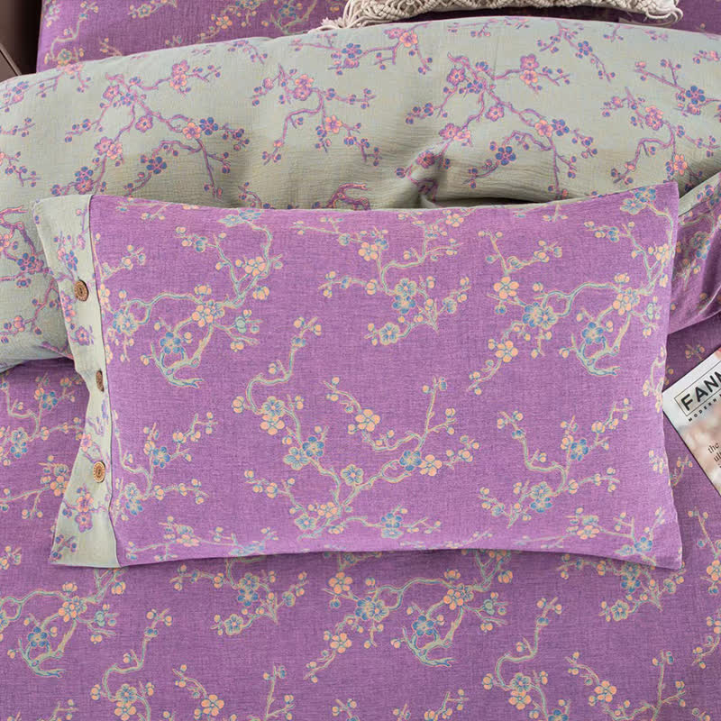 Wintersweet Cotton Gauze Jacquard Bedding Set(4pcs)