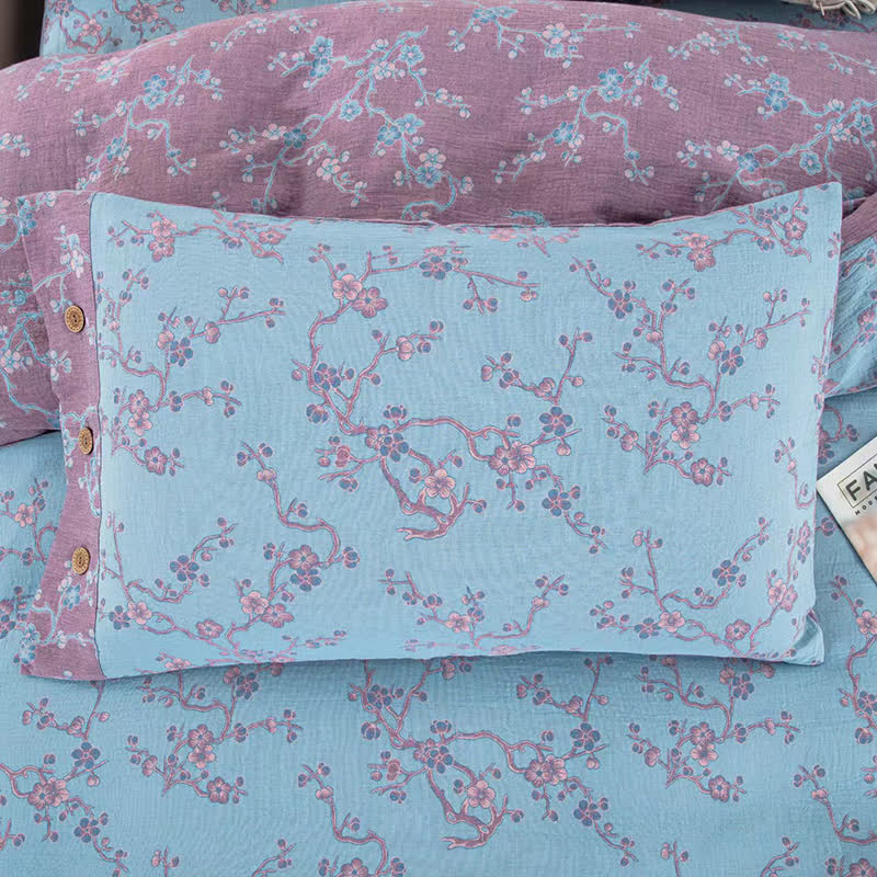 Wintersweet Cotton Gauze Jacquard Bedding Set(4pcs)