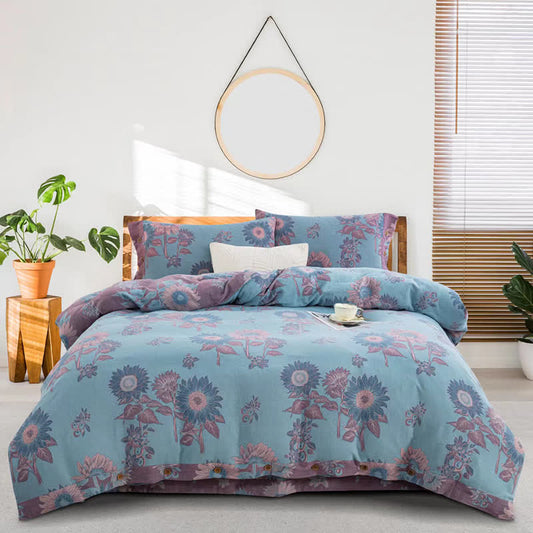 Sunflower Cotton Gauze Jacquard Bedding Set(4pcs)