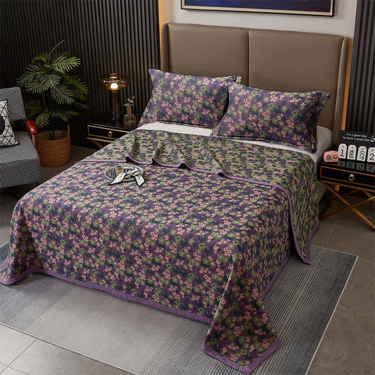 Purple Plum Blossom Cotton Yarn-dyed Quilt