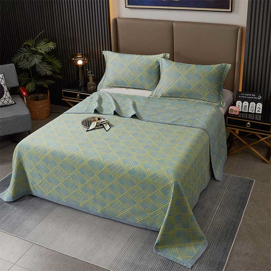 Geometric Diamond Grid Cotton Yarn-dyed Quilt