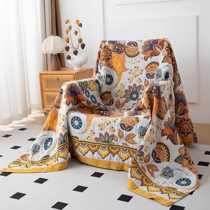 Artistic Floral Cotton Gauze Quilt