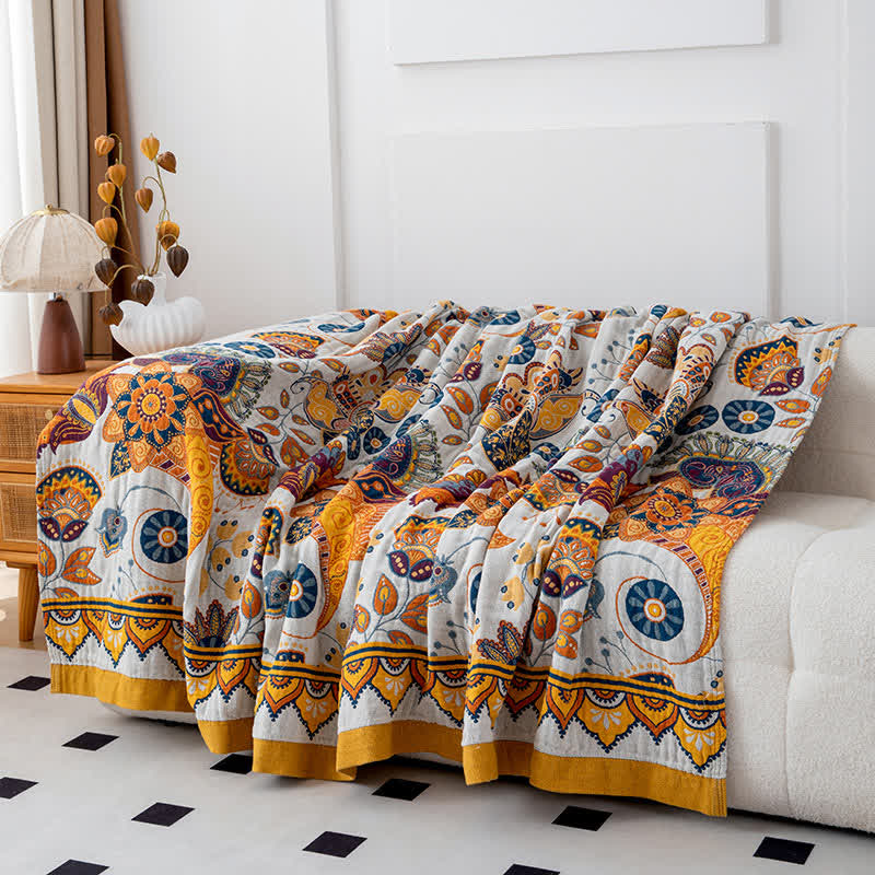 Artistic Floral Cotton Gauze Quilt