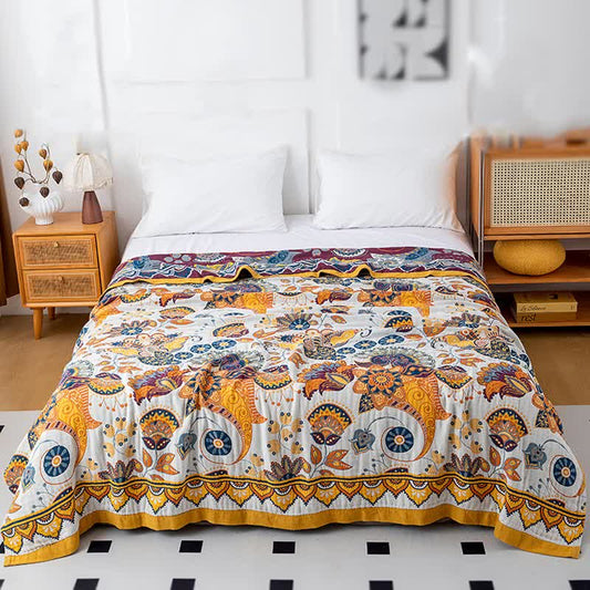 Artistic Floral Cotton Gauze Quilt