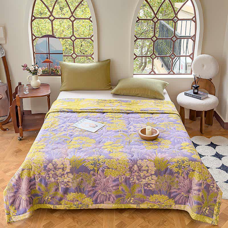 Vintage Tropical Pure Cotton Double-layer Gauze Summer Quilt
