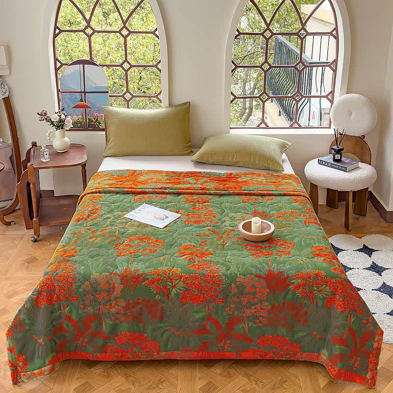 Vintage Tropical Pure Cotton Double-layer Gauze Summer Quilt