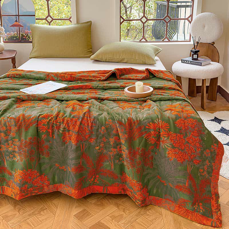 Vintage Tropical Pure Cotton Double-layer Gauze Summer Quilt