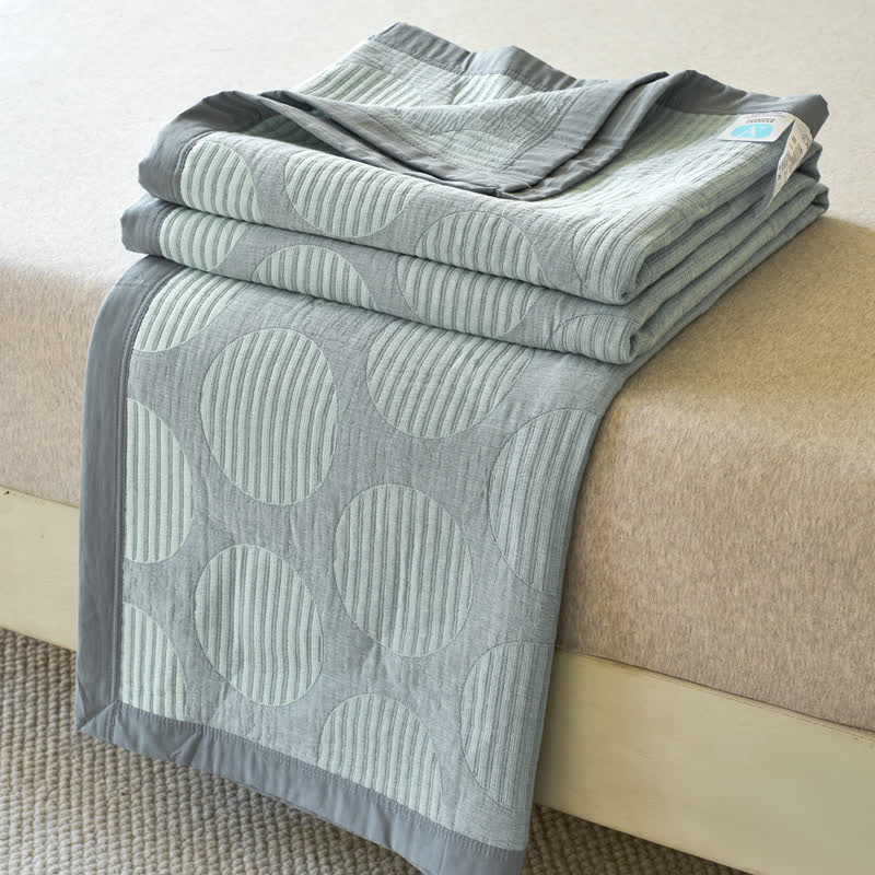 Geometric Circle Print Cotton Muslin Bedspread
