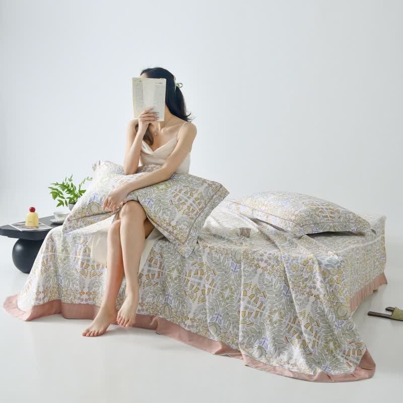 Artistic Floral Cool Natural Fiber Bedspread