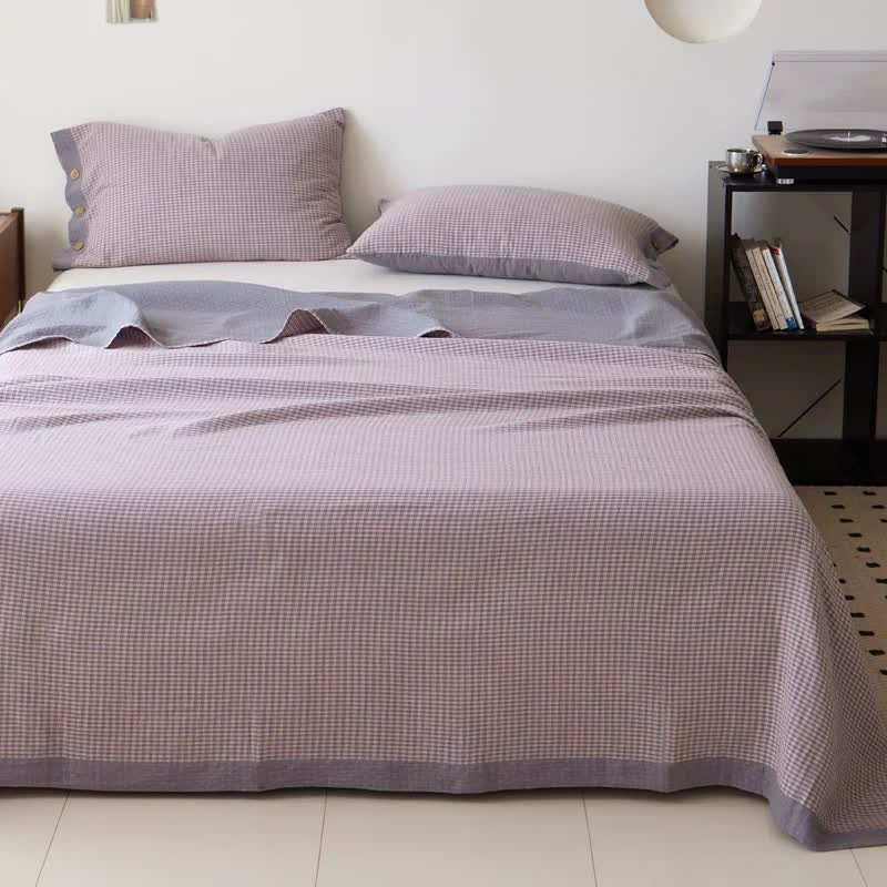 Plaid Cotton Double Gauze Jacquard Bedspread