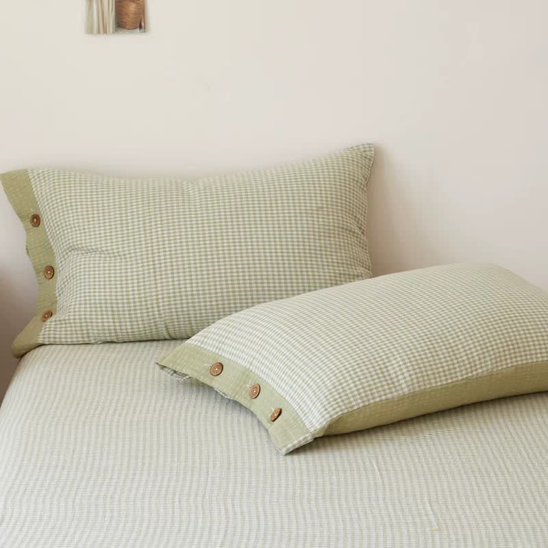 Plaid Cotton Double Gauze Jacquard Bedspread