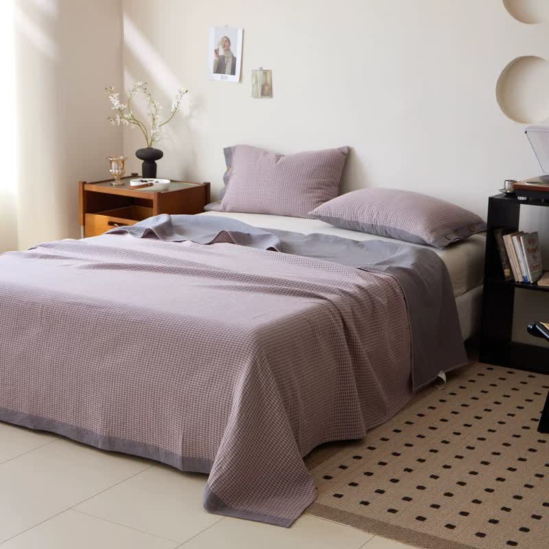 Plaid Cotton Double Gauze Jacquard Bedspread