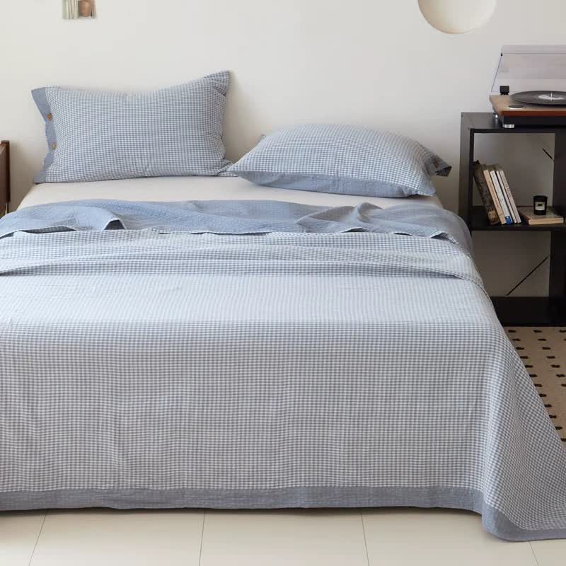 Plaid Cotton Double Gauze Jacquard Bedspread