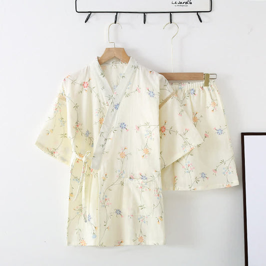 Floral Cotton Gauze Kimono Loungewear Robe