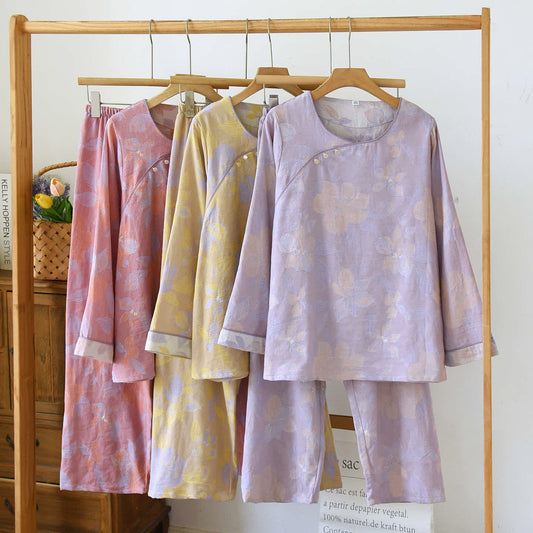 Oriental Hostas Jacquard Cotton Sleepwear Set