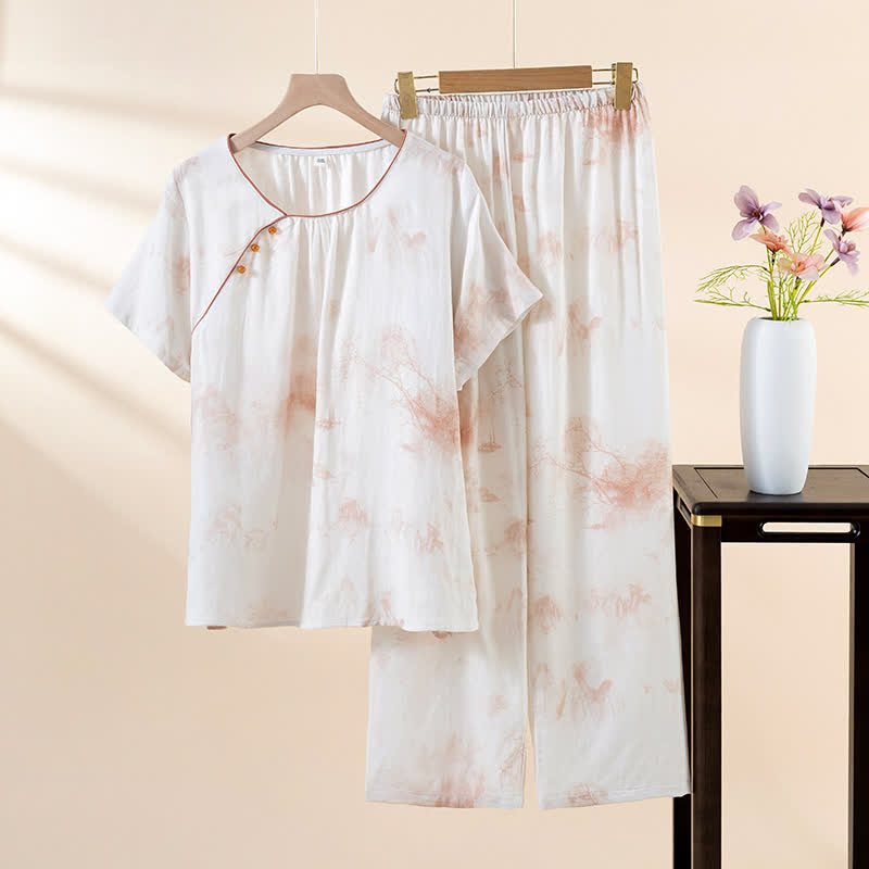 Oriental Ink Wash Landscape Loungewear Set