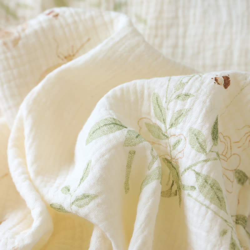 Butterfly Leaf Print Cotton Pajama Set