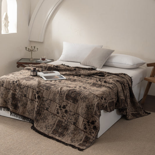 Floral Plaid Patchwork Cotton Muslin Quilt