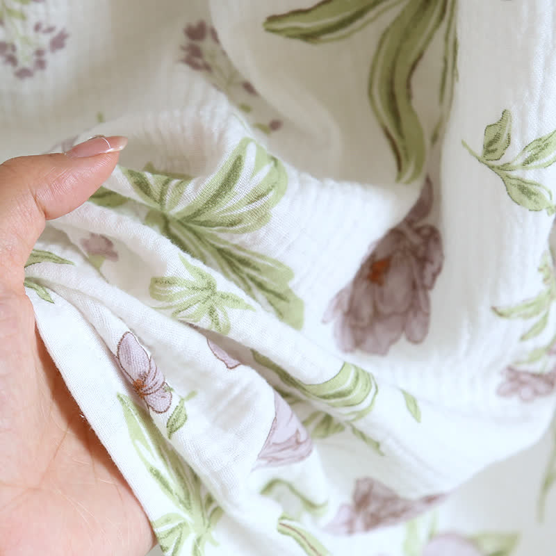 Violet Print Cotton Padded Cami Nightgown