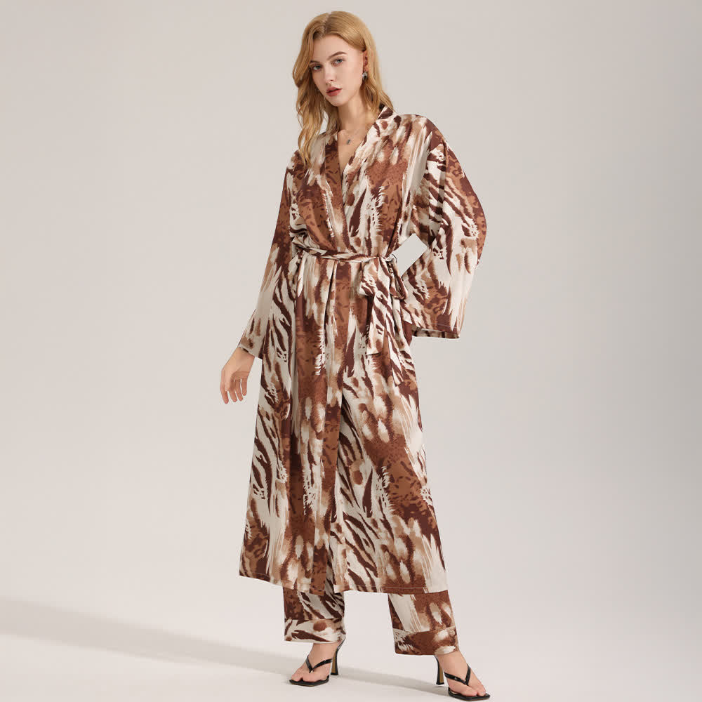 Modern Leopard Print Kimono Robe