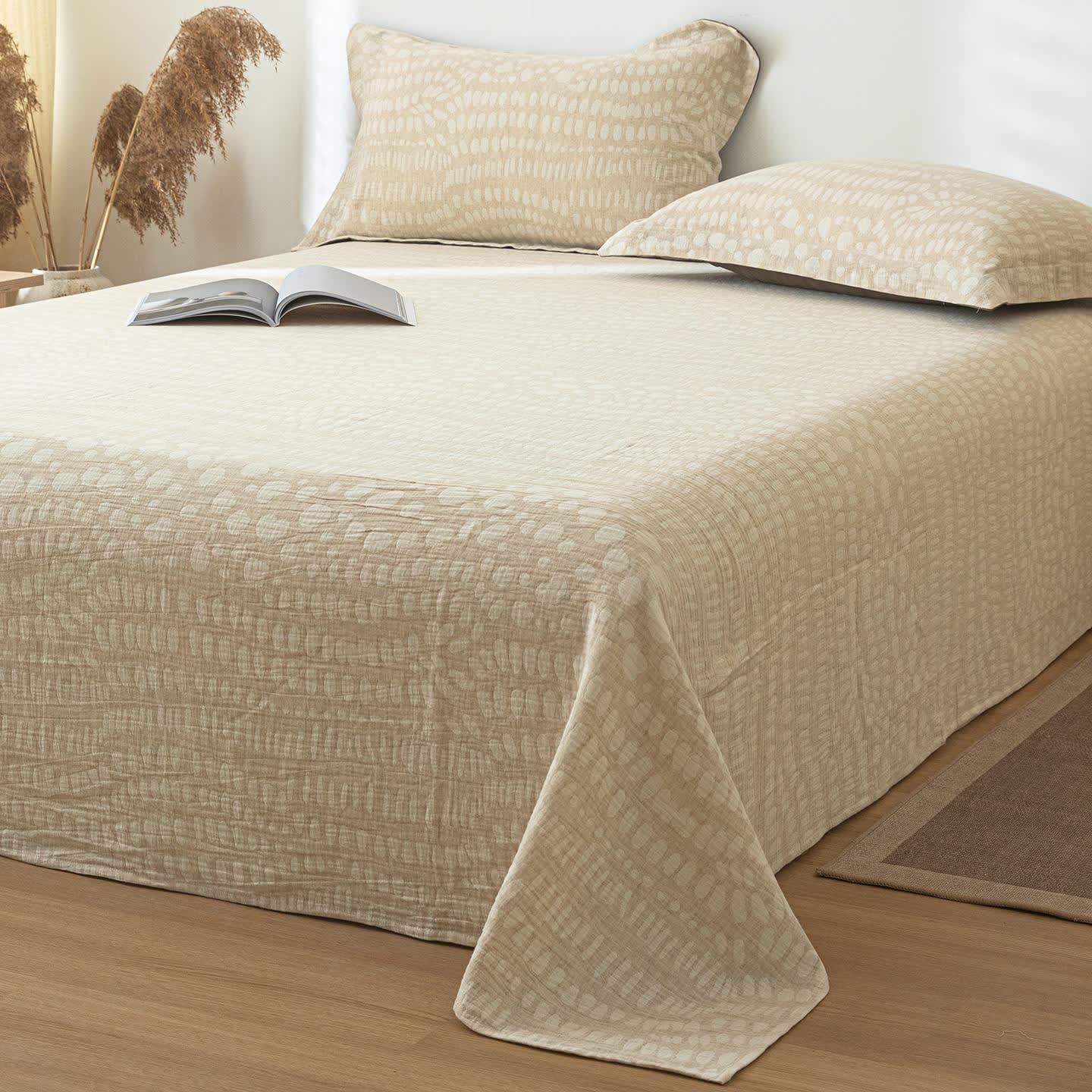Leopard Pattern Textured Cotton Linen Bedspread