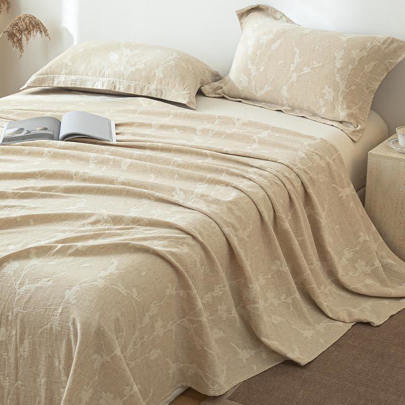 Ownkoti Floral Branch Textured Cotton Linen Bedspread - image 2