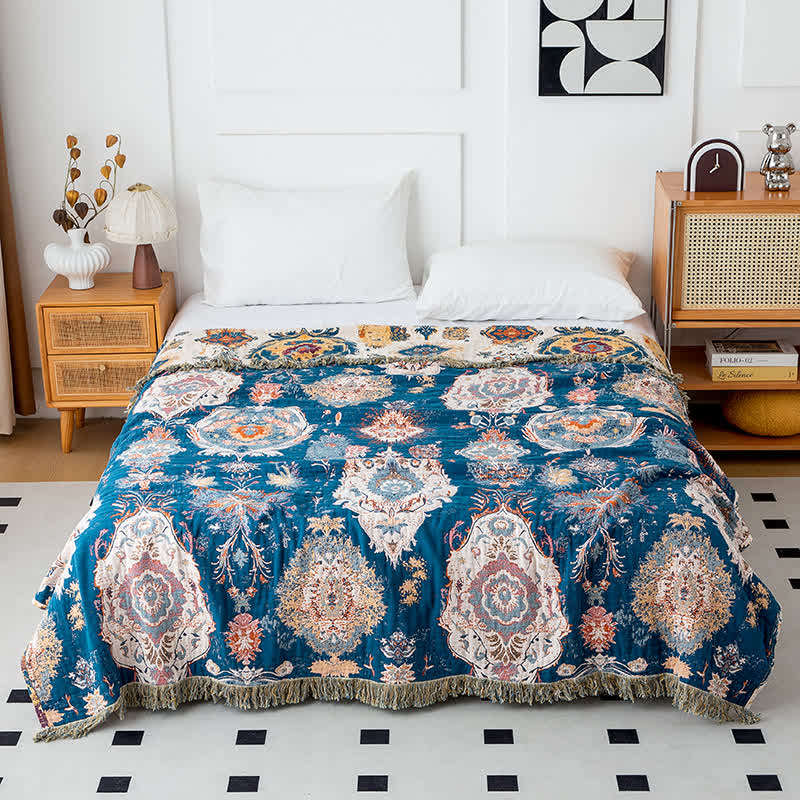 Boho Tribal Print Cotton Gauze Blanket