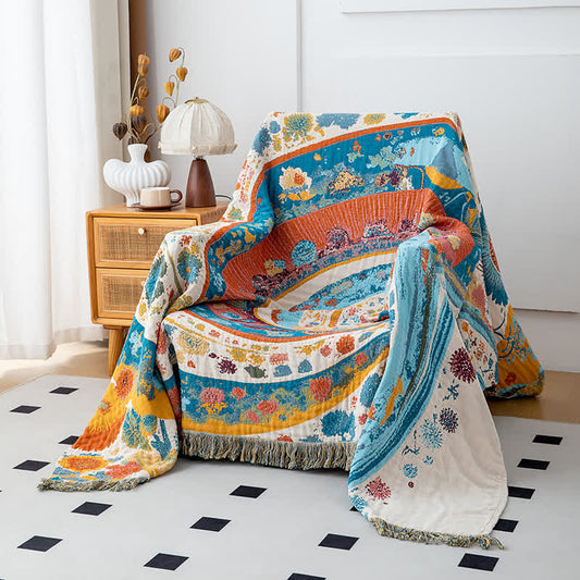 Artistic Wave Floral Cotton Gauze Blanket - 79" x 90" - image 1