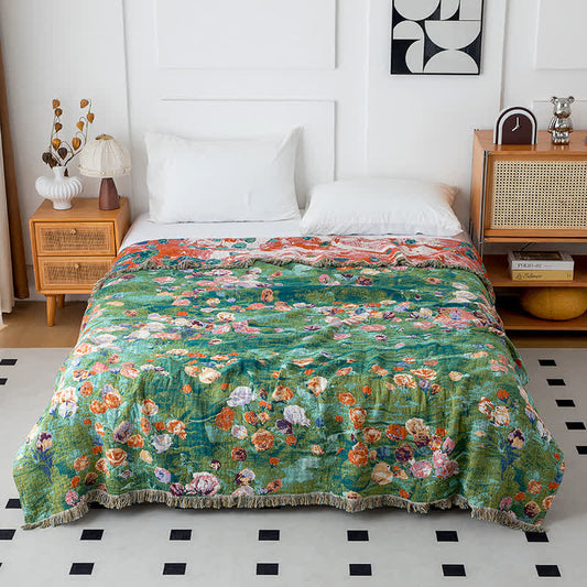 Artistic Rose Cotton Gauze Reversible Quilt - King - image 1