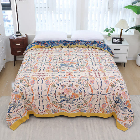 Geometric Floral Cotton Gauze Quilt