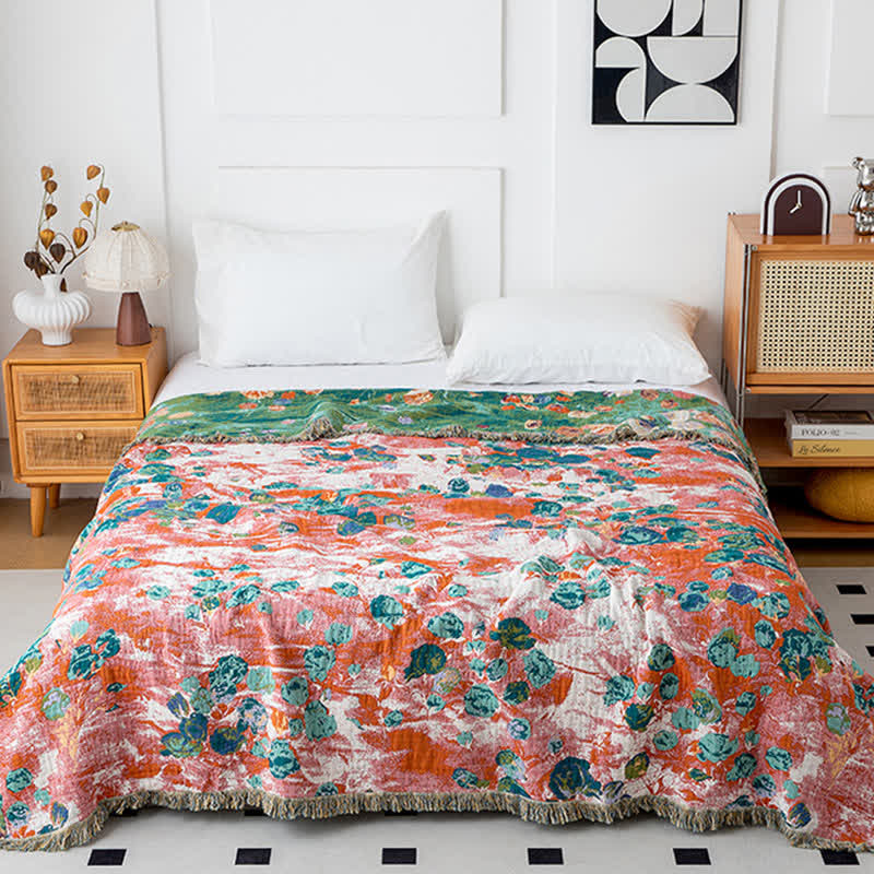 Artistic Rose Cotton Gauze Reversible Quilt