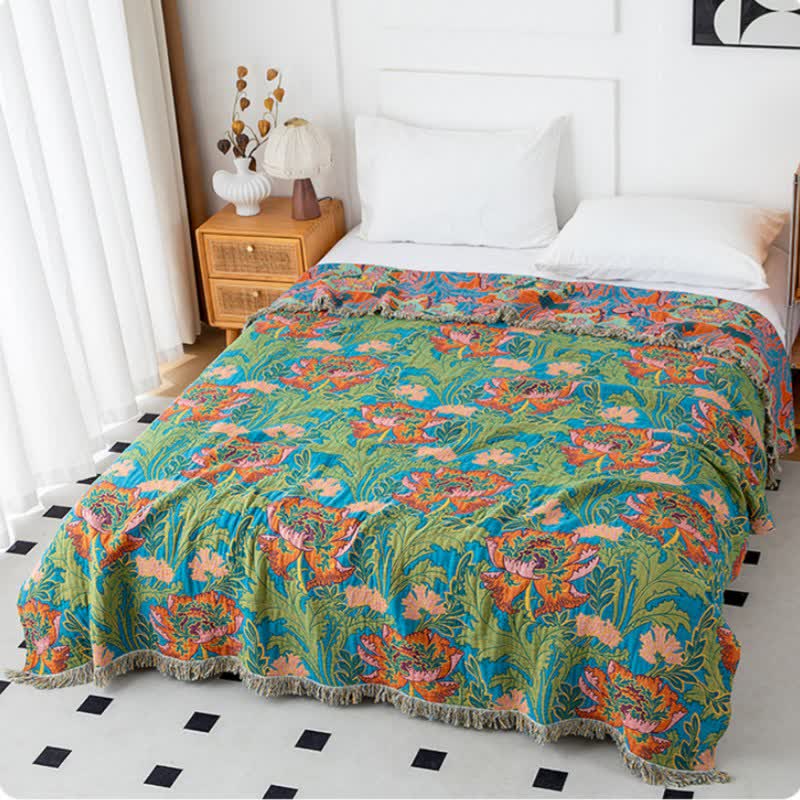 Poppy Natural Cotton Tassel Blanket